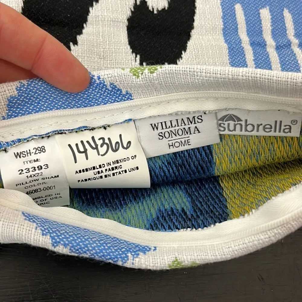William Sonoma Outdoor Sunbrella Sofia Ikat pillow cover